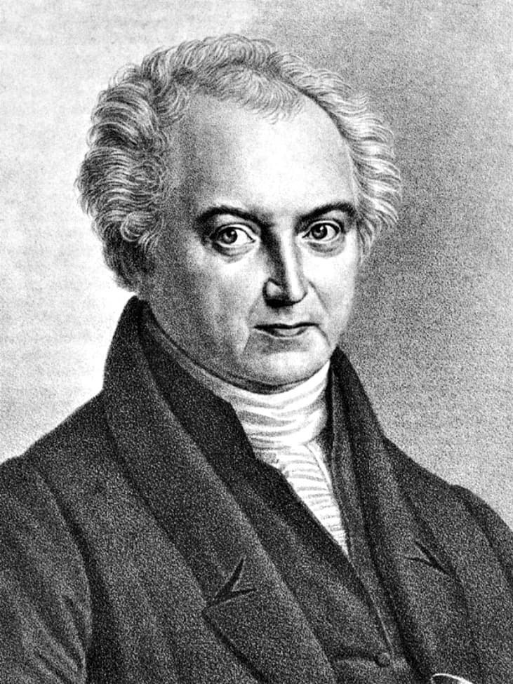 Lithograph portrait of Heinrich Wilhelm Olbers, a German astronomer in early-19th-century dress.