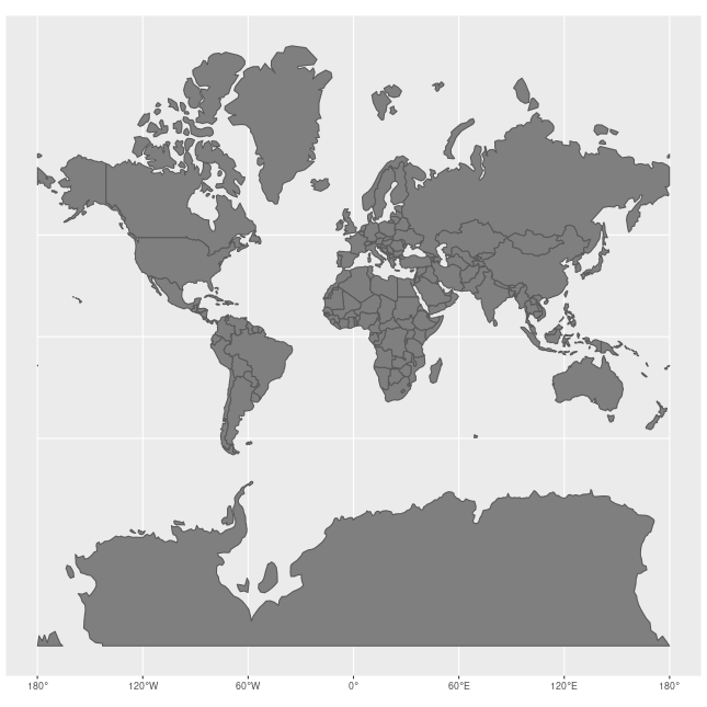 Animated world map in which each country shrinks from its Mercator size to its true relative size.