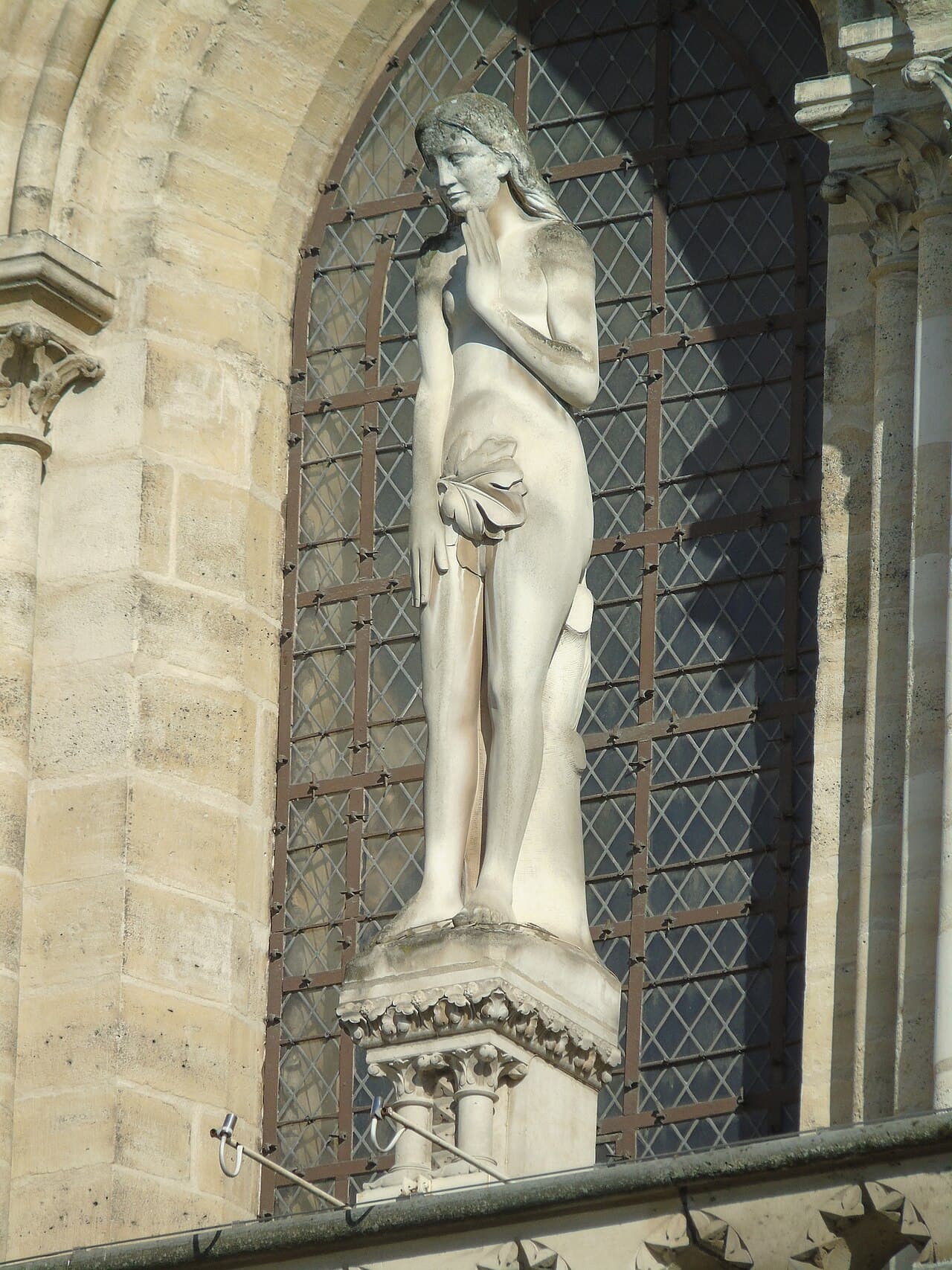 The exterior of Notre-Dame de Paris cathedral, showing its Gothic façade.