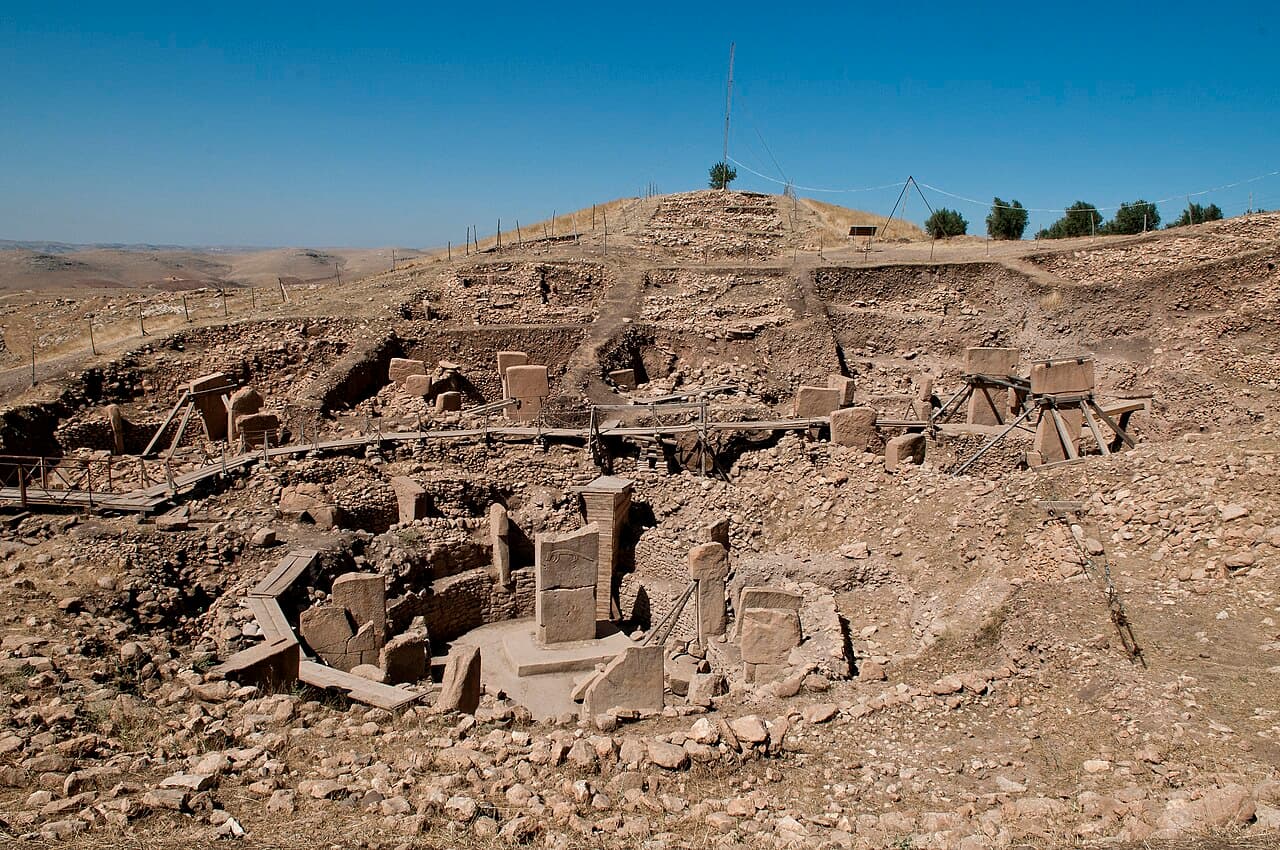 Stone pillars and circular enclosures at the Göbekli Tepe archaeological site