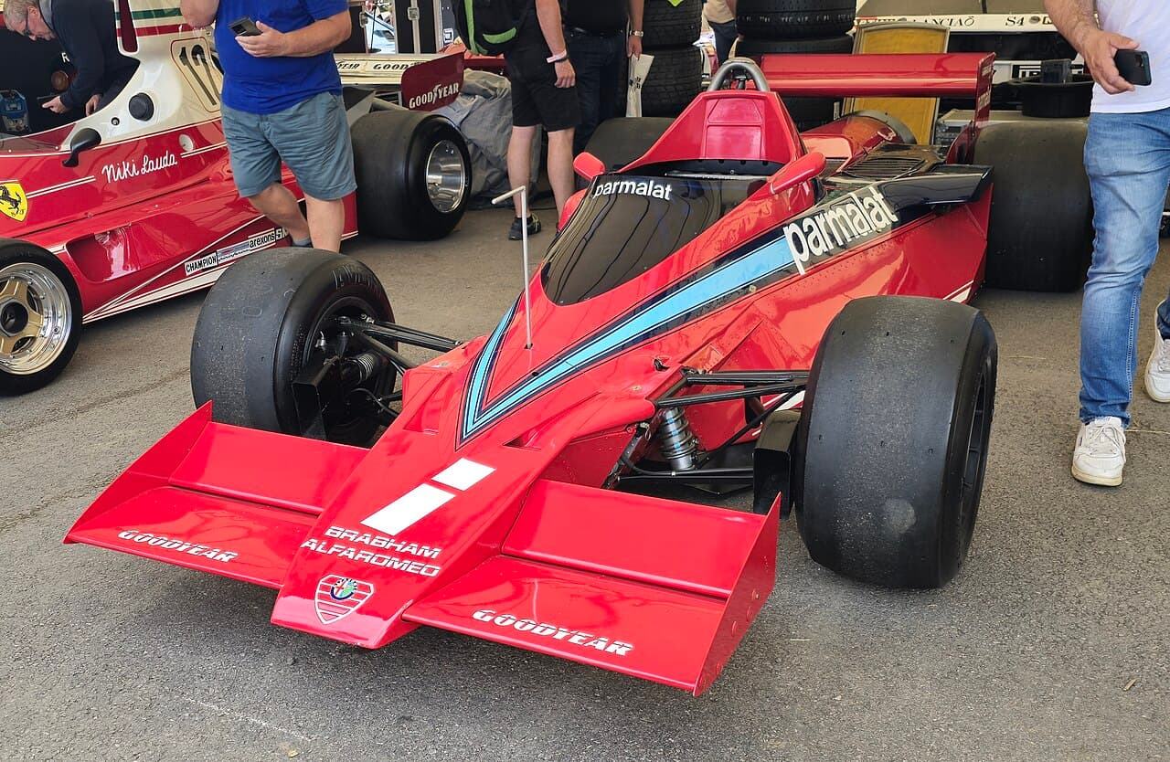 The 1978 Brabham-Alfa Romeo BT46B Fancar, showing the large rear-mounted fan used to suck air from under the car.