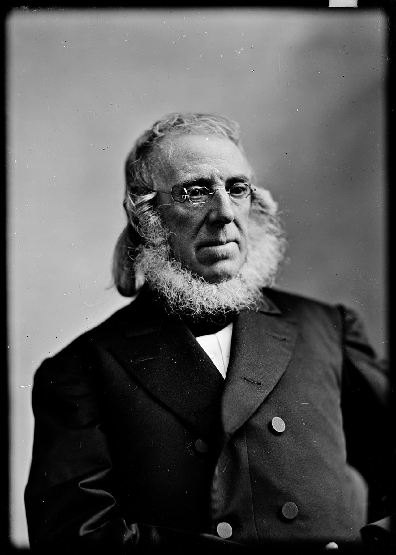 Black-and-white photographic portrait of Peter Cooper, a 19th-century American industrialist and inventor.