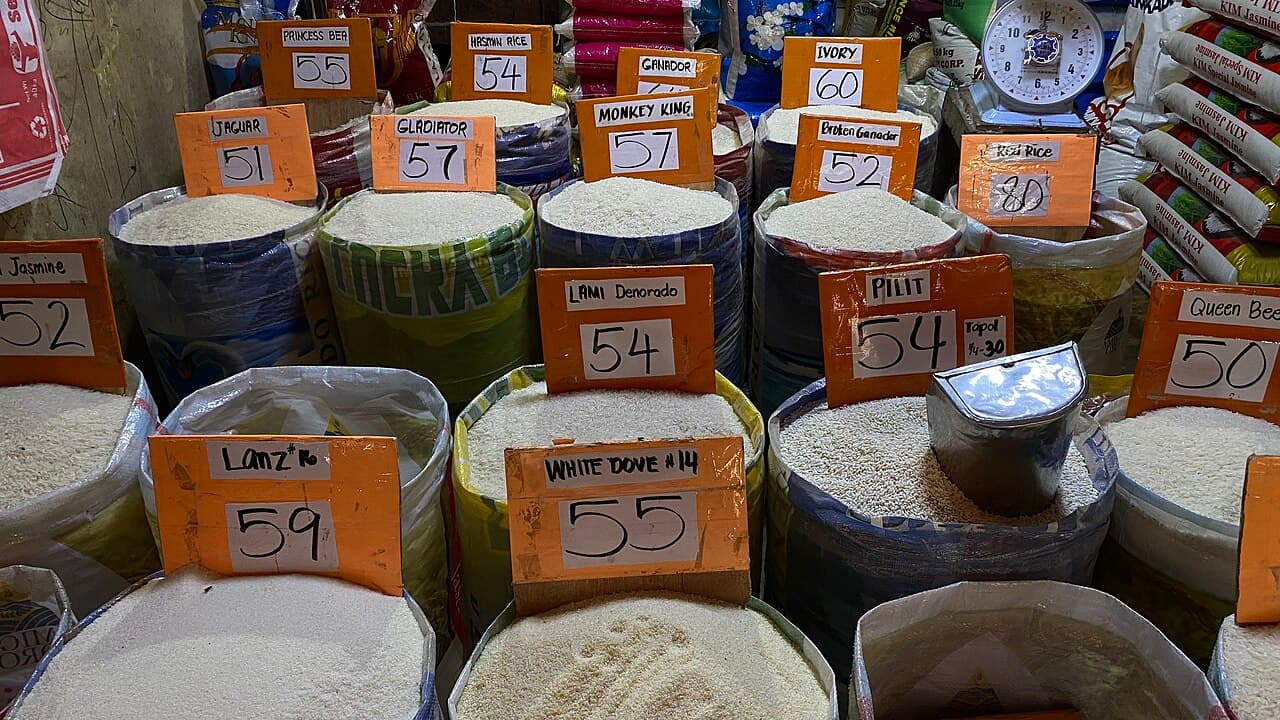 A traditional rice stall at a market